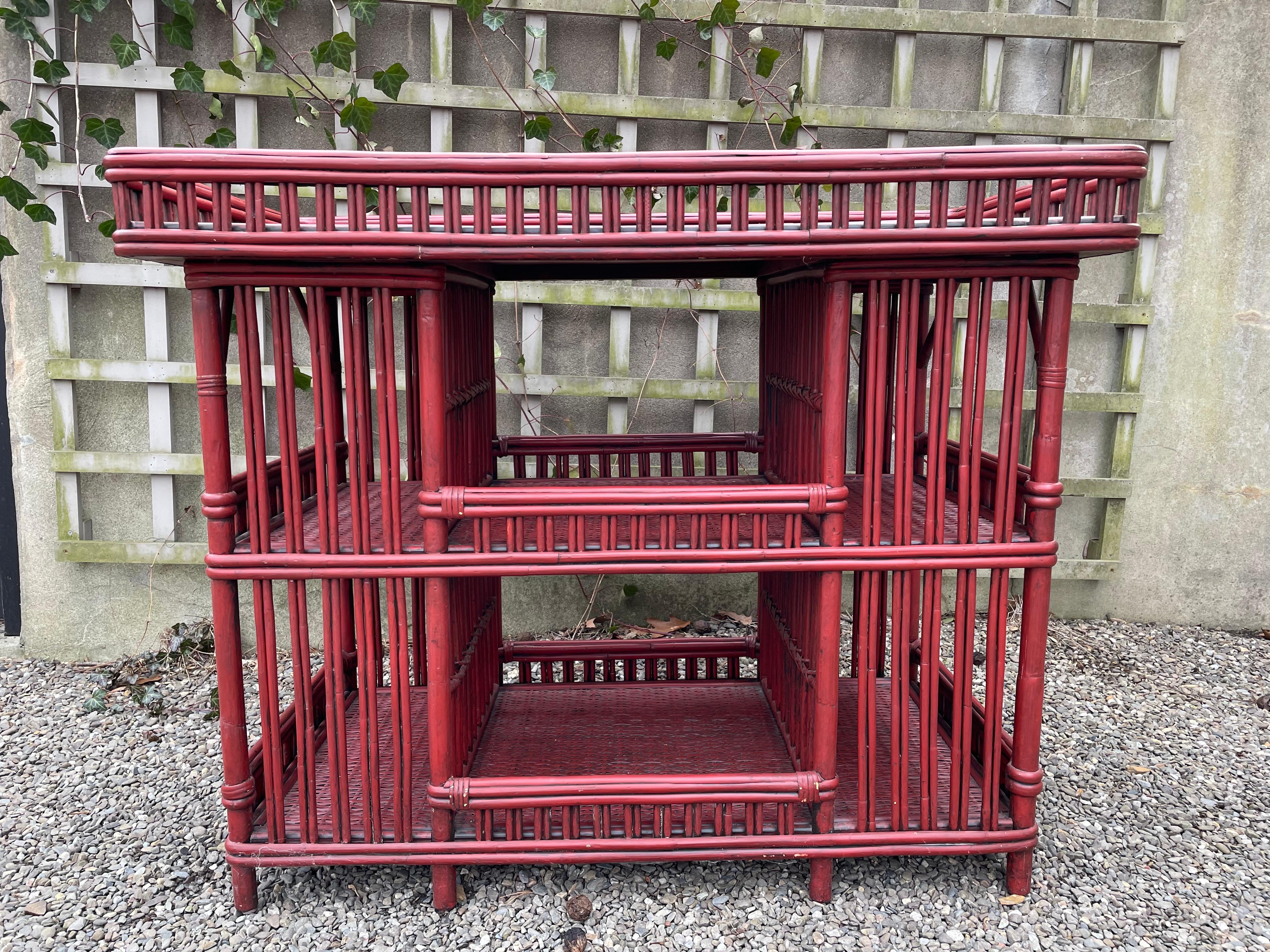 Vintage Palacek Rattan Bar Cart or Server 2