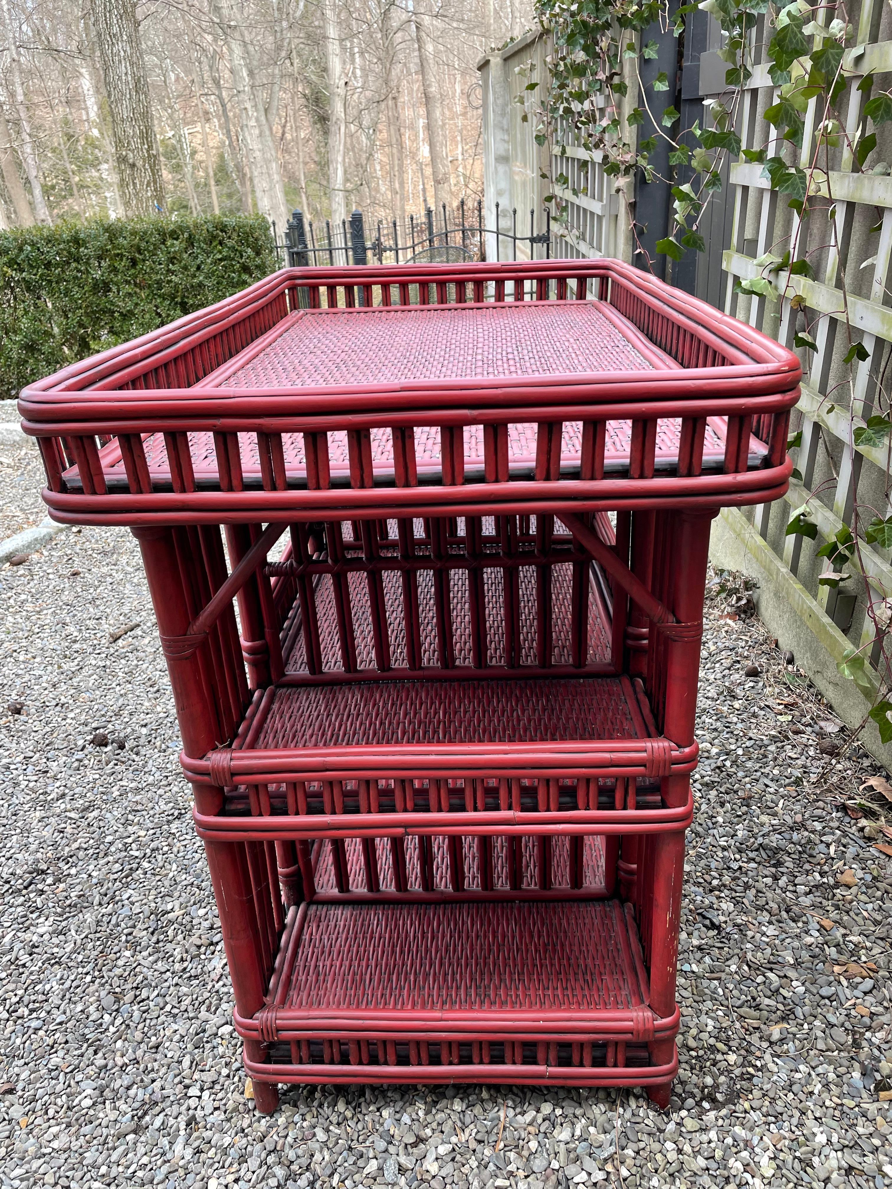 Vintage Palacek Rattan Bar Cart or Server 4