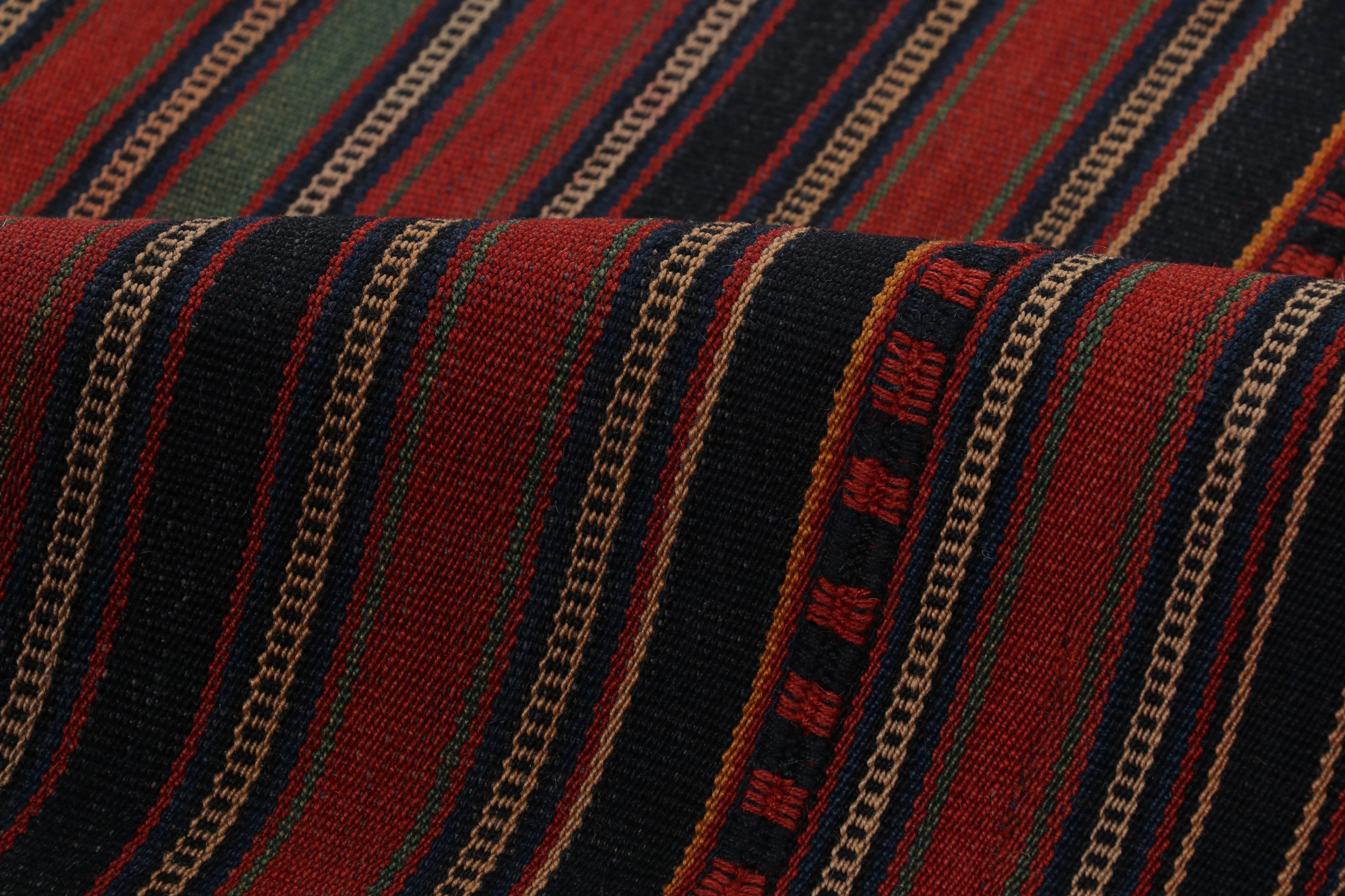 Vintage Palas Bidjar Persischer Kilim, Burgunder und blaue Streifen - Rug & Kilim (Mitte des 20. Jahrhunderts) im Angebot