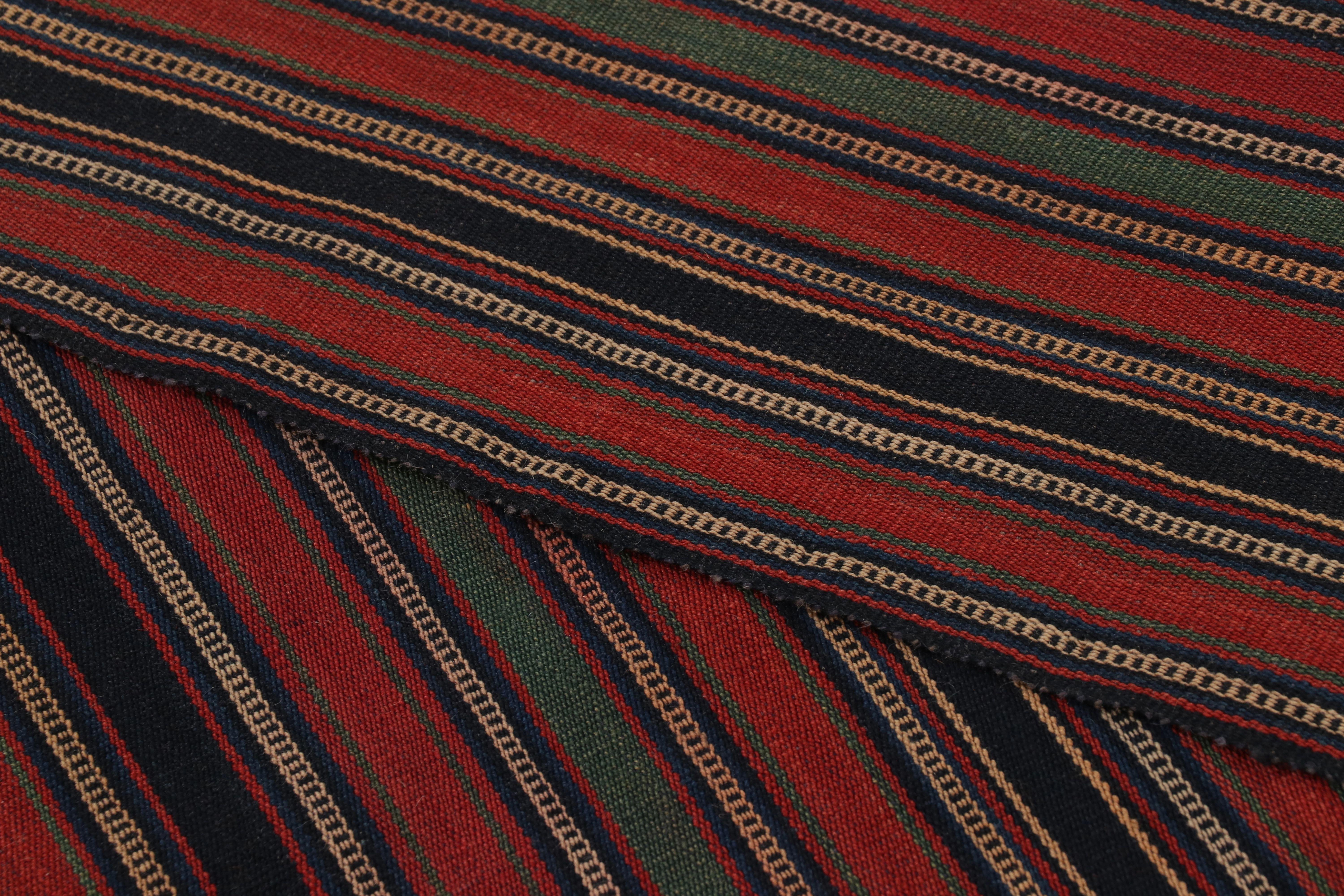 Vintage Palas Bidjar Persischer Kilim, Burgunder und blaue Streifen - Rug & Kilim (Wolle) im Angebot