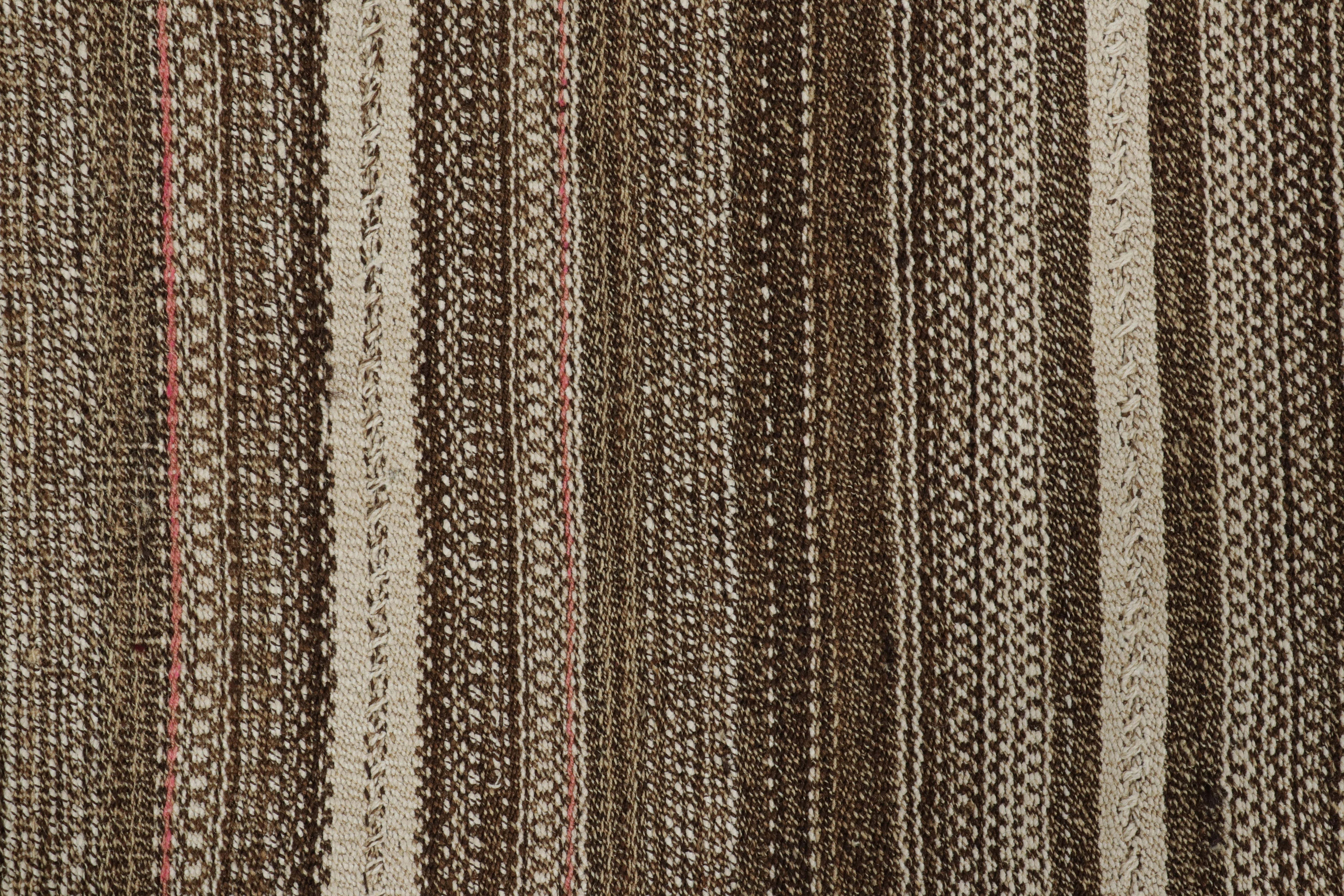 Persiano Vintage Palas Bidjar Kilim persiano a strisce beige-marrone - Rug & Kilim in vendita
