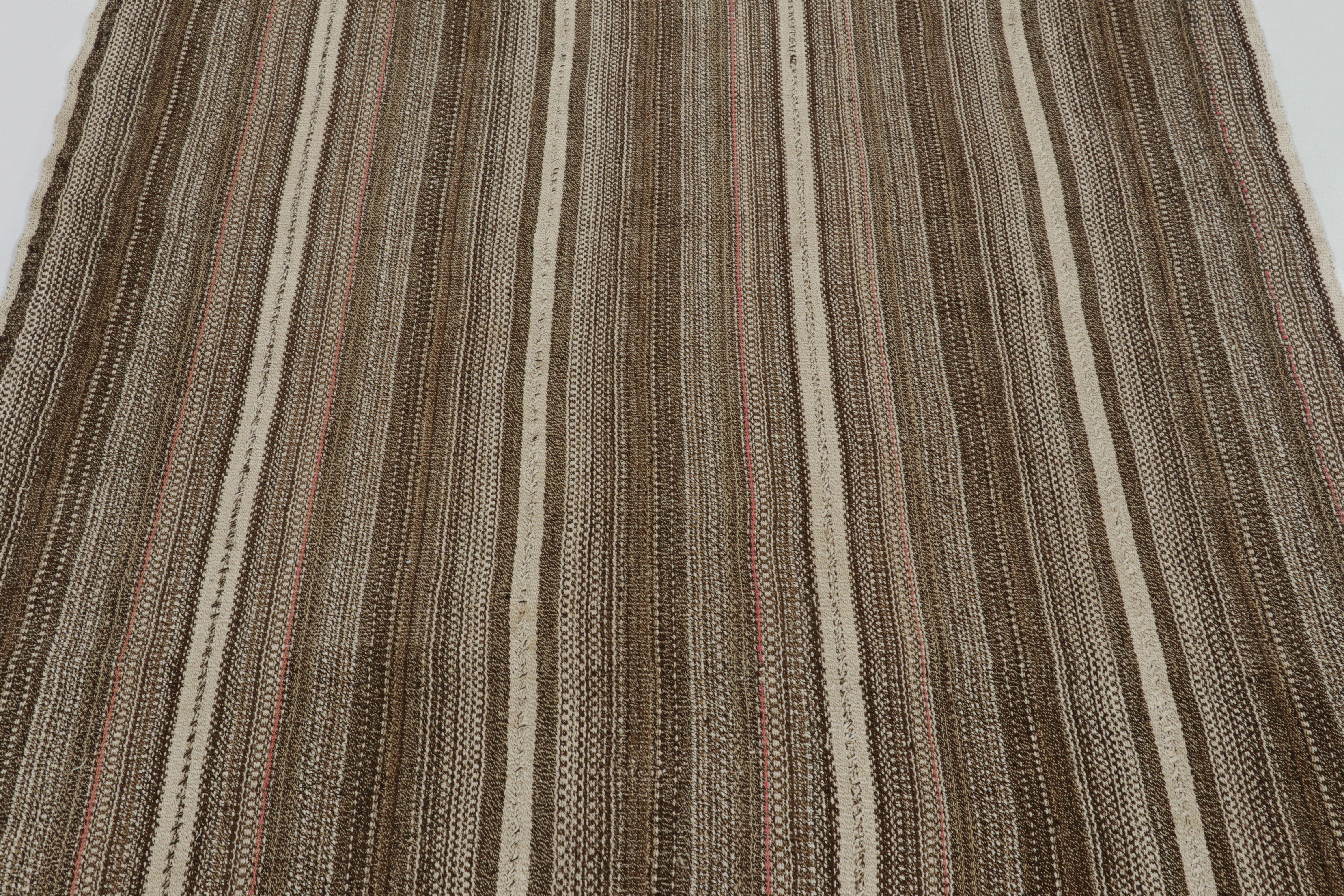 Vintage Palas Bidjar Kilim persiano a strisce beige-marrone - Rug & Kilim In condizioni buone in vendita a Long Island City, NY