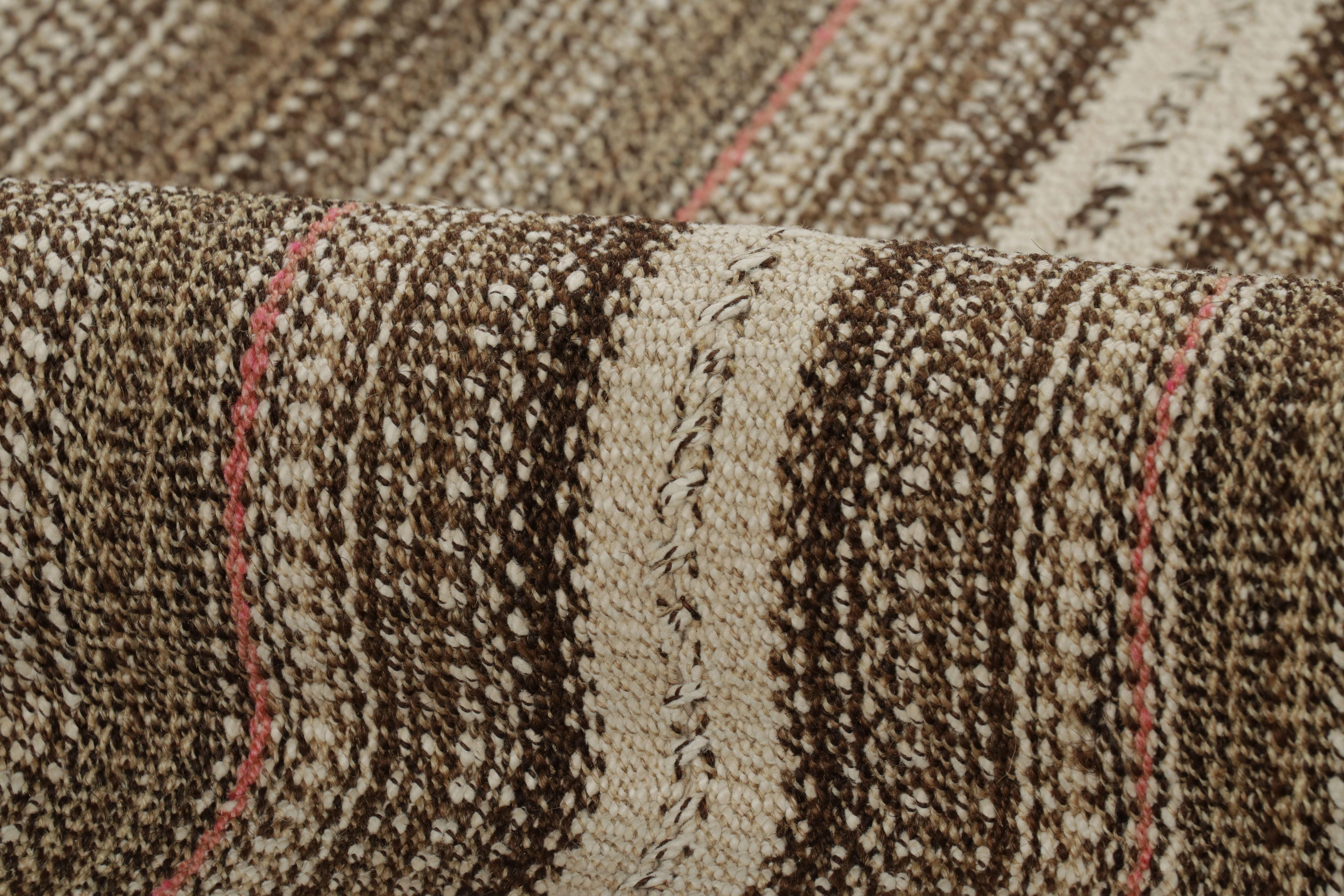 Metà XX secolo Vintage Palas Bidjar Kilim persiano a strisce beige-marrone - Rug & Kilim in vendita