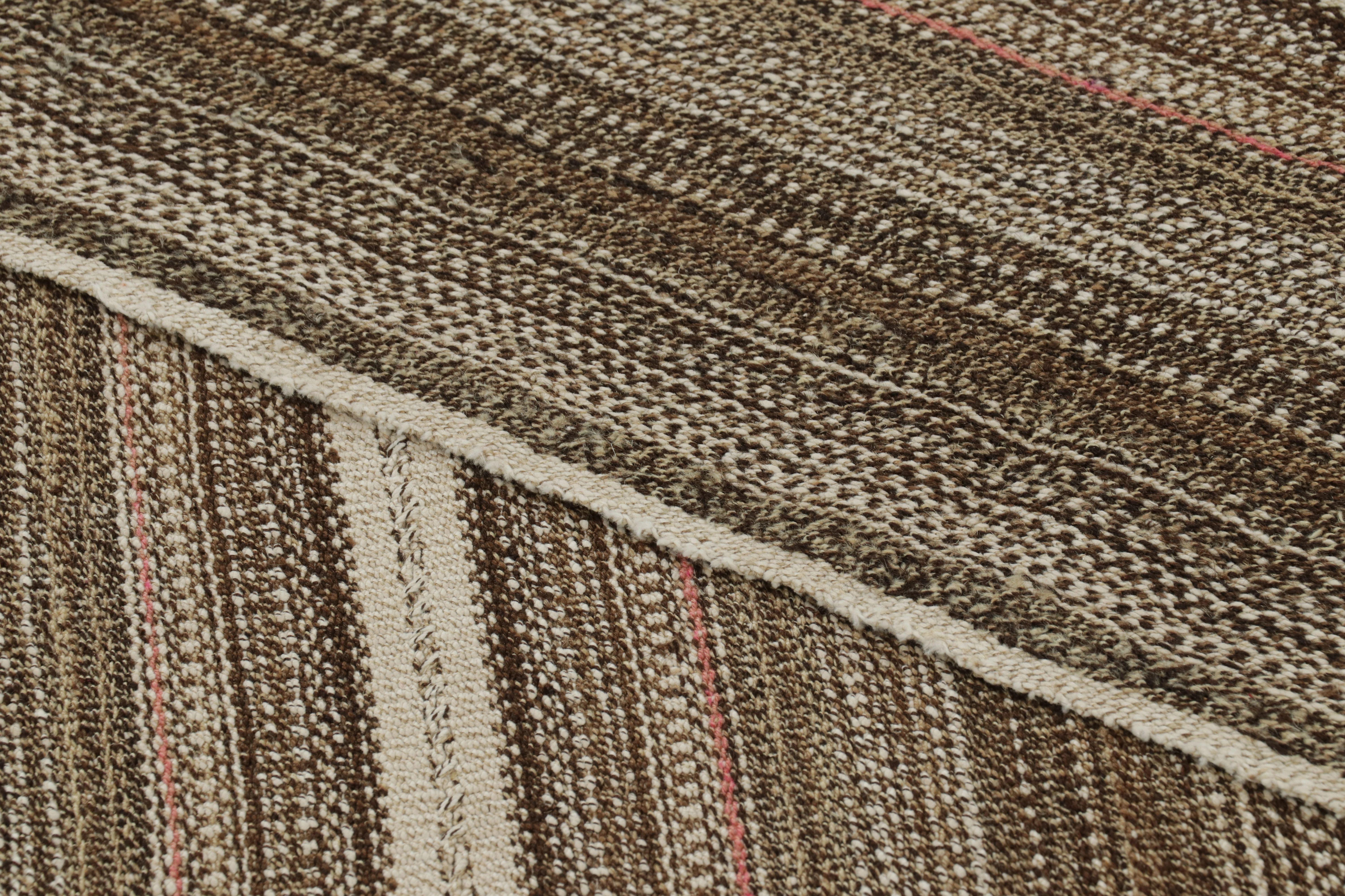 Lana Vintage Palas Bidjar Kilim persiano a strisce beige-marrone - Rug & Kilim in vendita