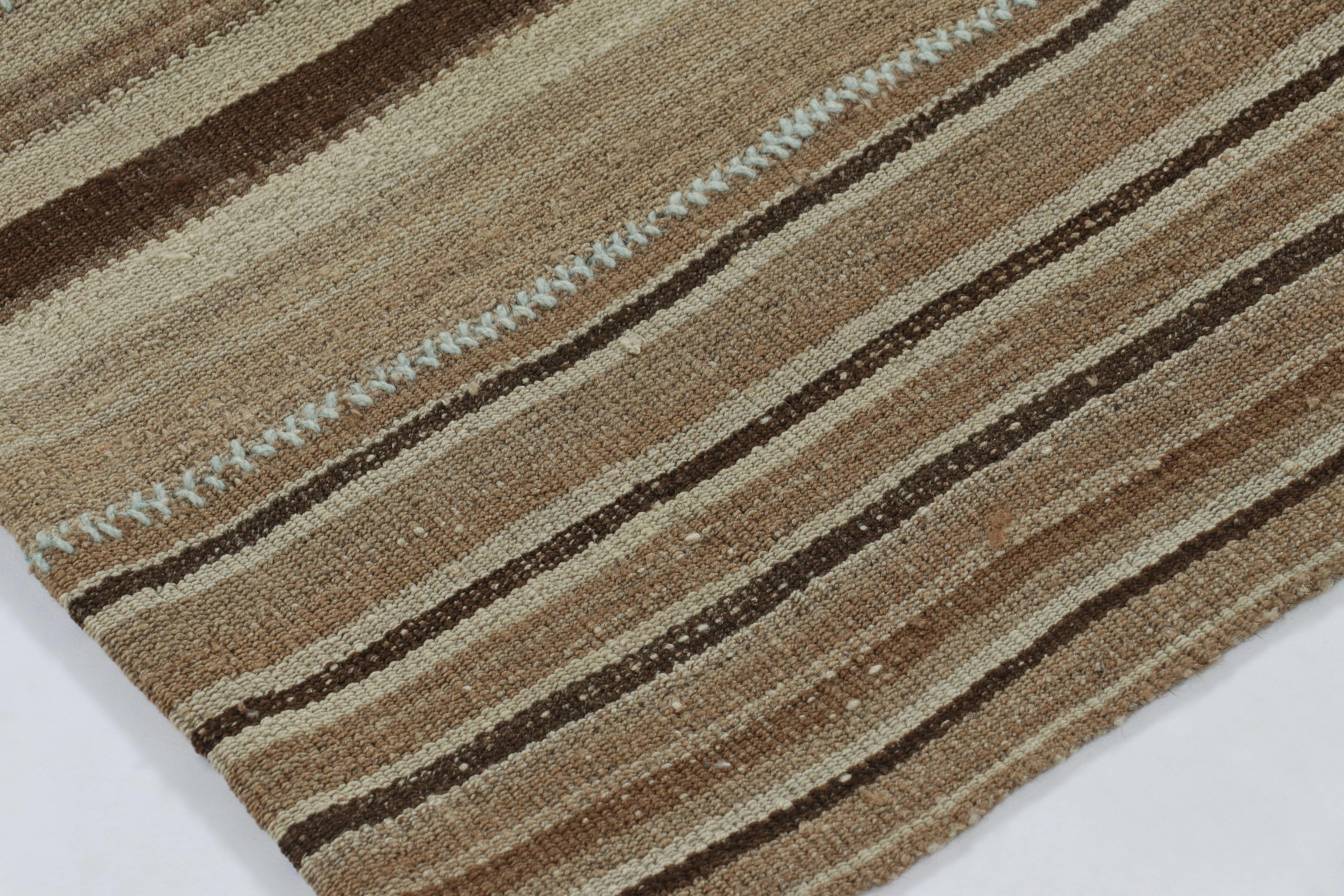 Persiano Vintage Palas Bidjar Kilim persiano quadrato, strisce marroni - Rug & Kilim in vendita