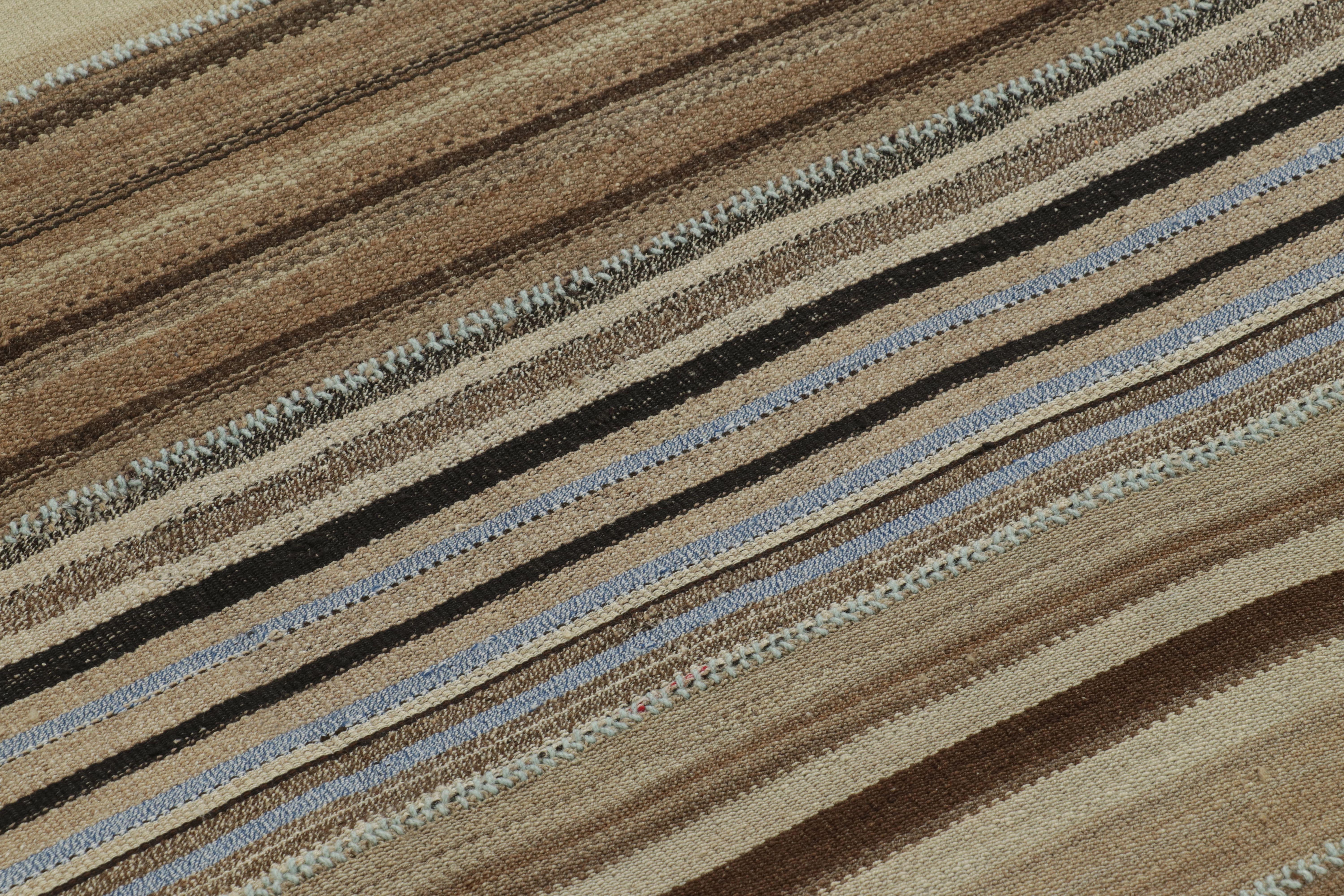 Vintage Palas Bidjar Kilim persiano quadrato, strisce marroni - Rug & Kilim In condizioni buone in vendita a Long Island City, NY