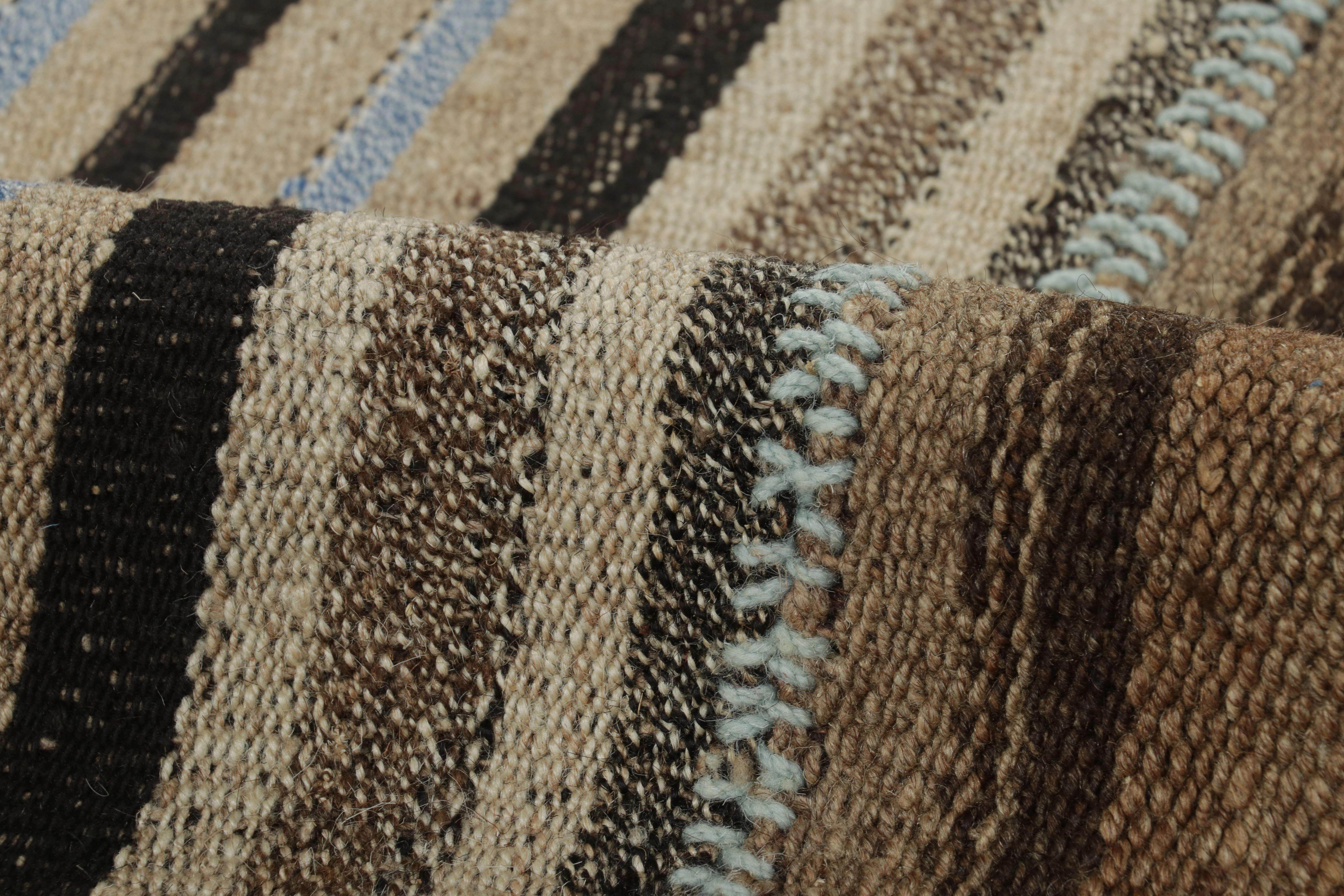 Metà XX secolo Vintage Palas Bidjar Kilim persiano quadrato, strisce marroni - Rug & Kilim in vendita