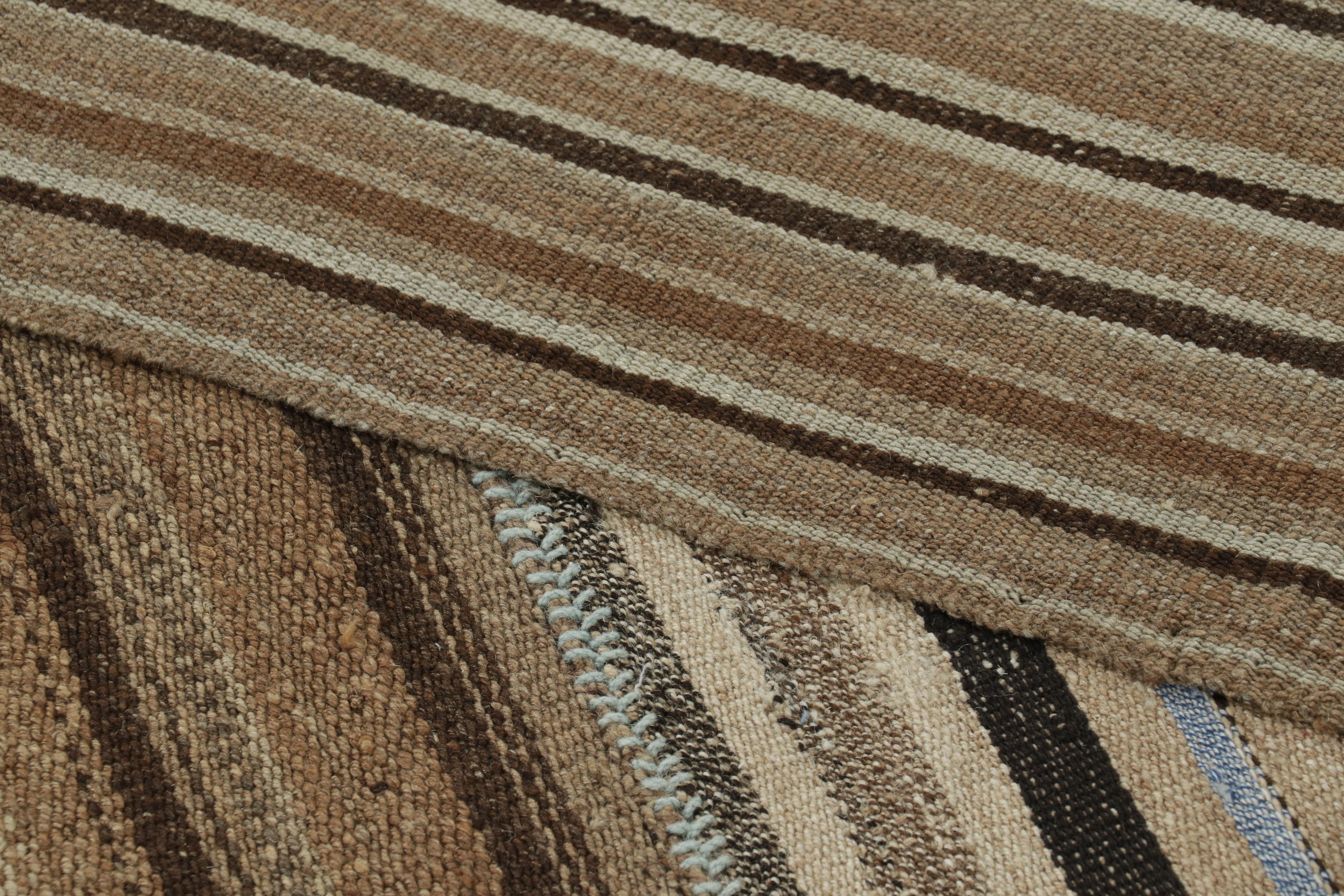 Lana Vintage Palas Bidjar Kilim persiano quadrato, strisce marroni - Rug & Kilim in vendita