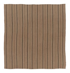 Vintage Palas Bidjar Square Kilim in Brown with Contrasting Stripes - Rug & Kili
