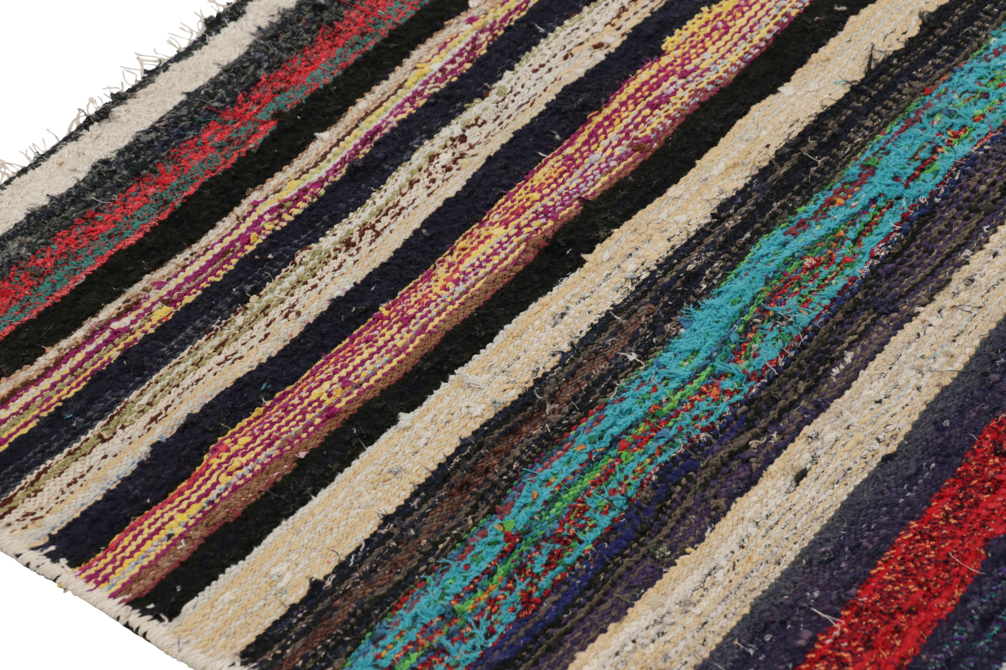Persiano Vintage Palas Bidjari Kilim persiano, striscia geometrica marrone - Rug & Kilim in vendita