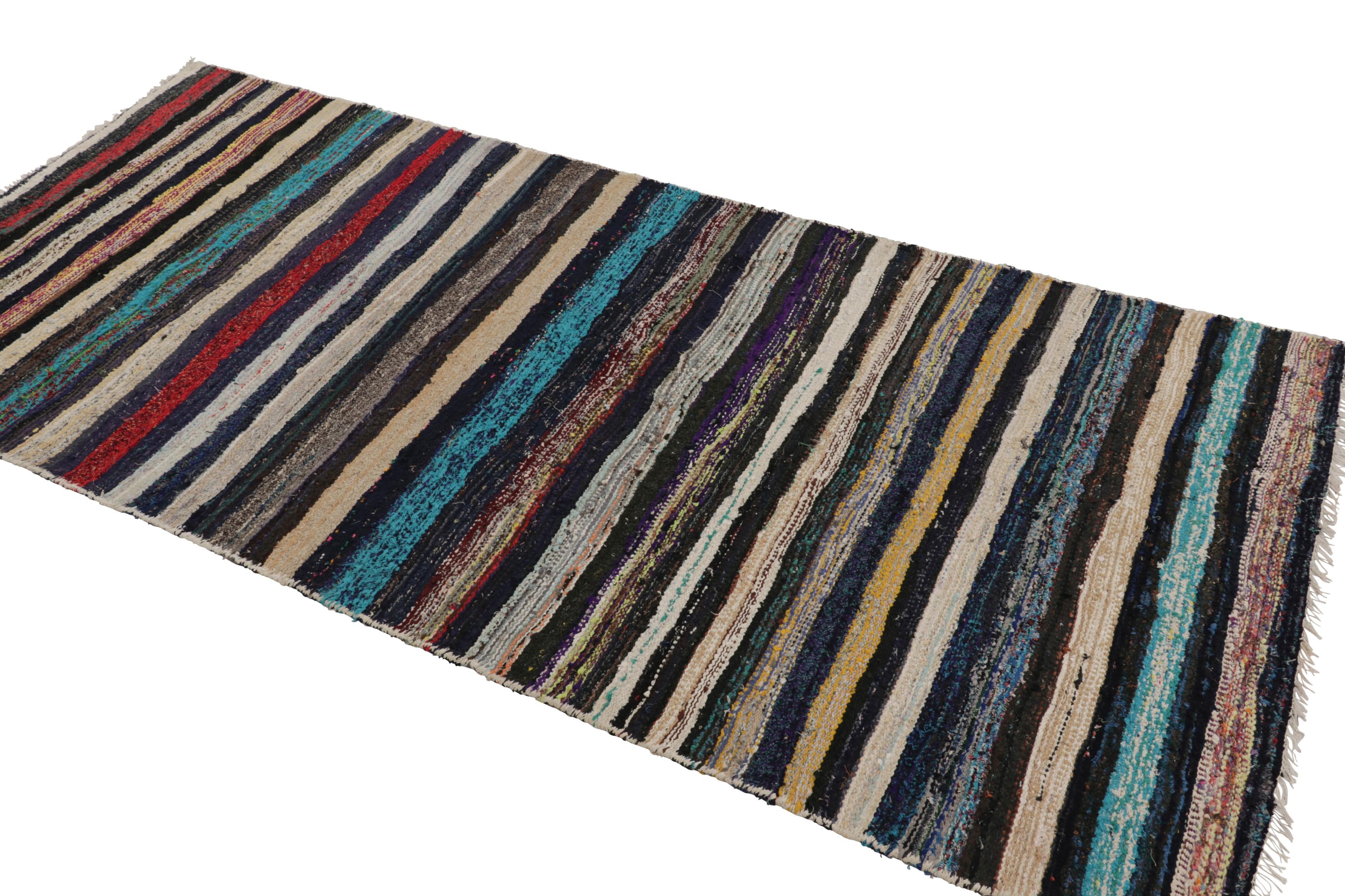 Vintage Palas Bidjari Kilim persiano, striscia geometrica marrone - Rug & Kilim In condizioni buone in vendita a Long Island City, NY
