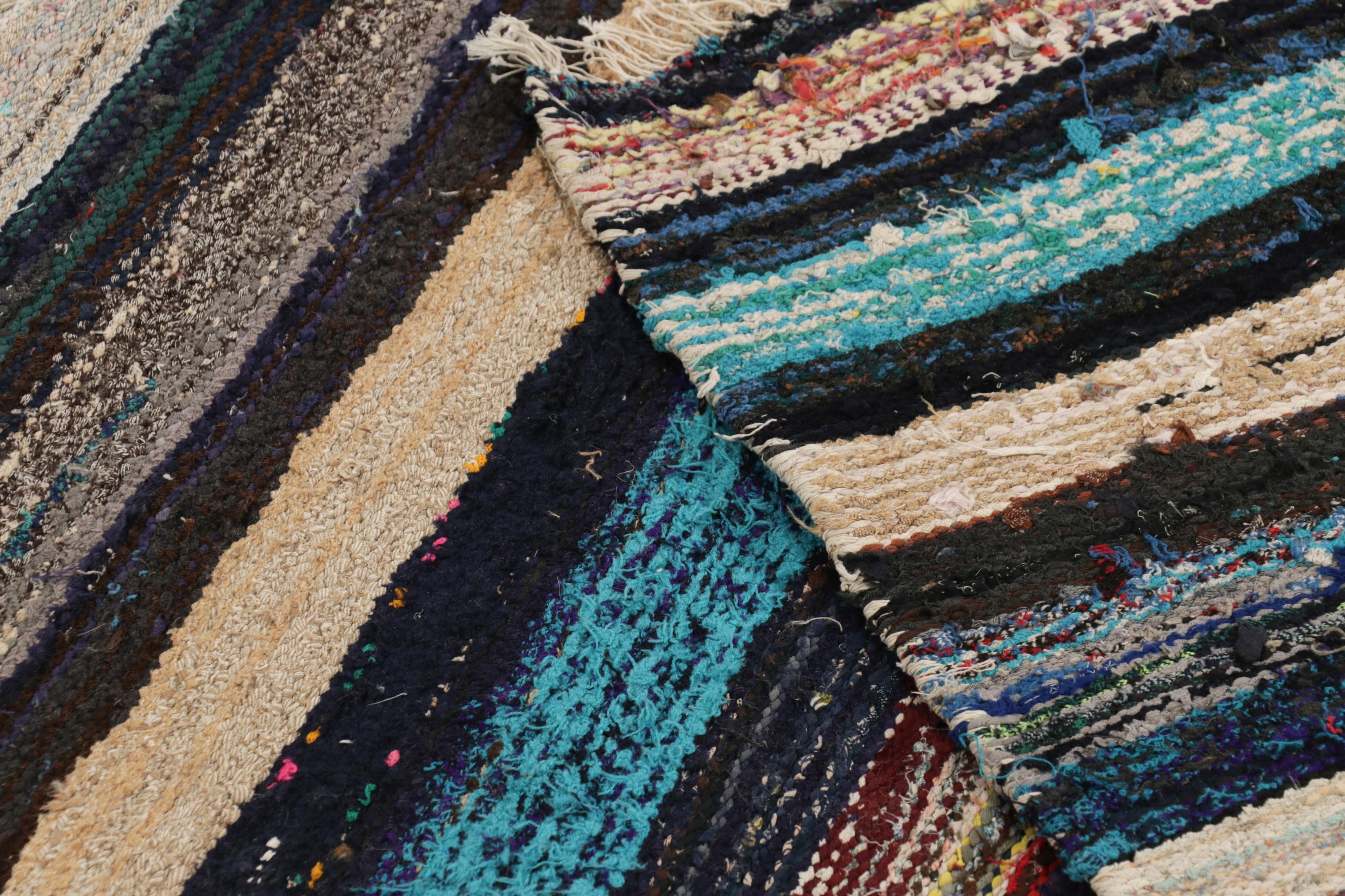 Lana Vintage Palas Bidjari Kilim persiano, striscia geometrica marrone - Rug & Kilim in vendita