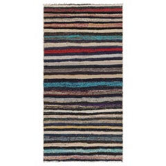 Vintage Palas Bidjari Kilim persiano, striscia geometrica marrone - Rug & Kilim