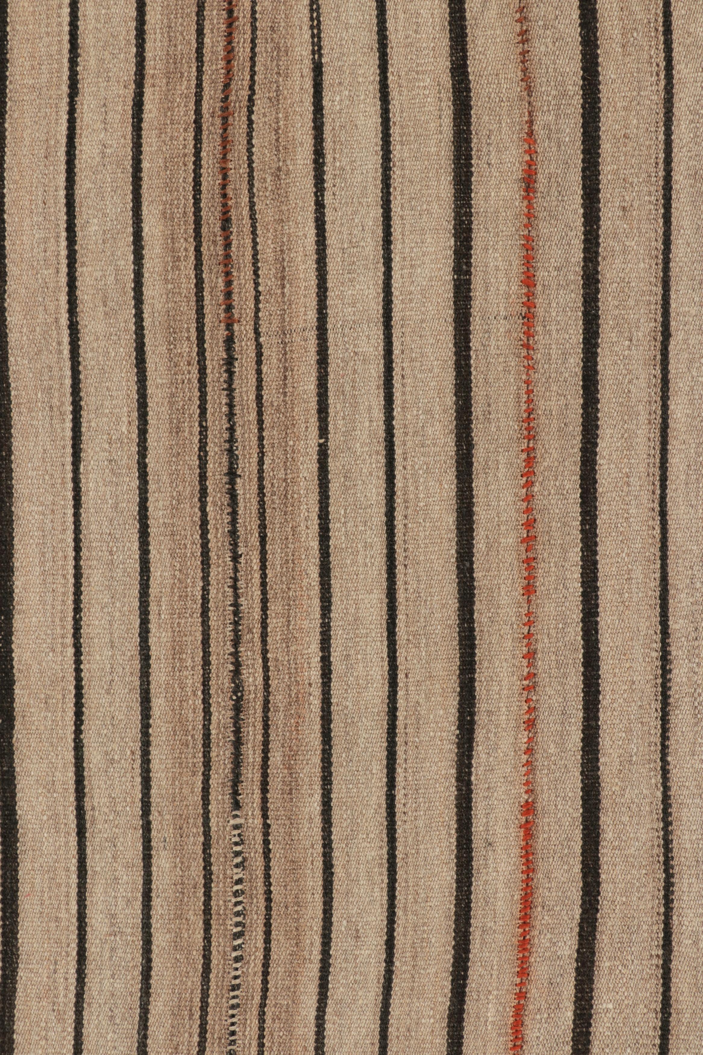 Vintage Palas Bidjari Persischer Quadratischer Kilim, Brauner Geometrischer Streifen - Rug & Kilim (Wolle) im Angebot
