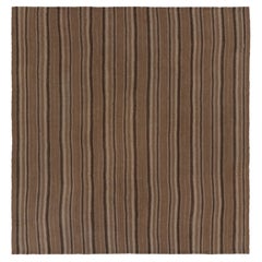 Vintage Palas Bidjari Persischer Quadratischer Kilim, Brauner Geometrischer Streifen - Rug
Kilim