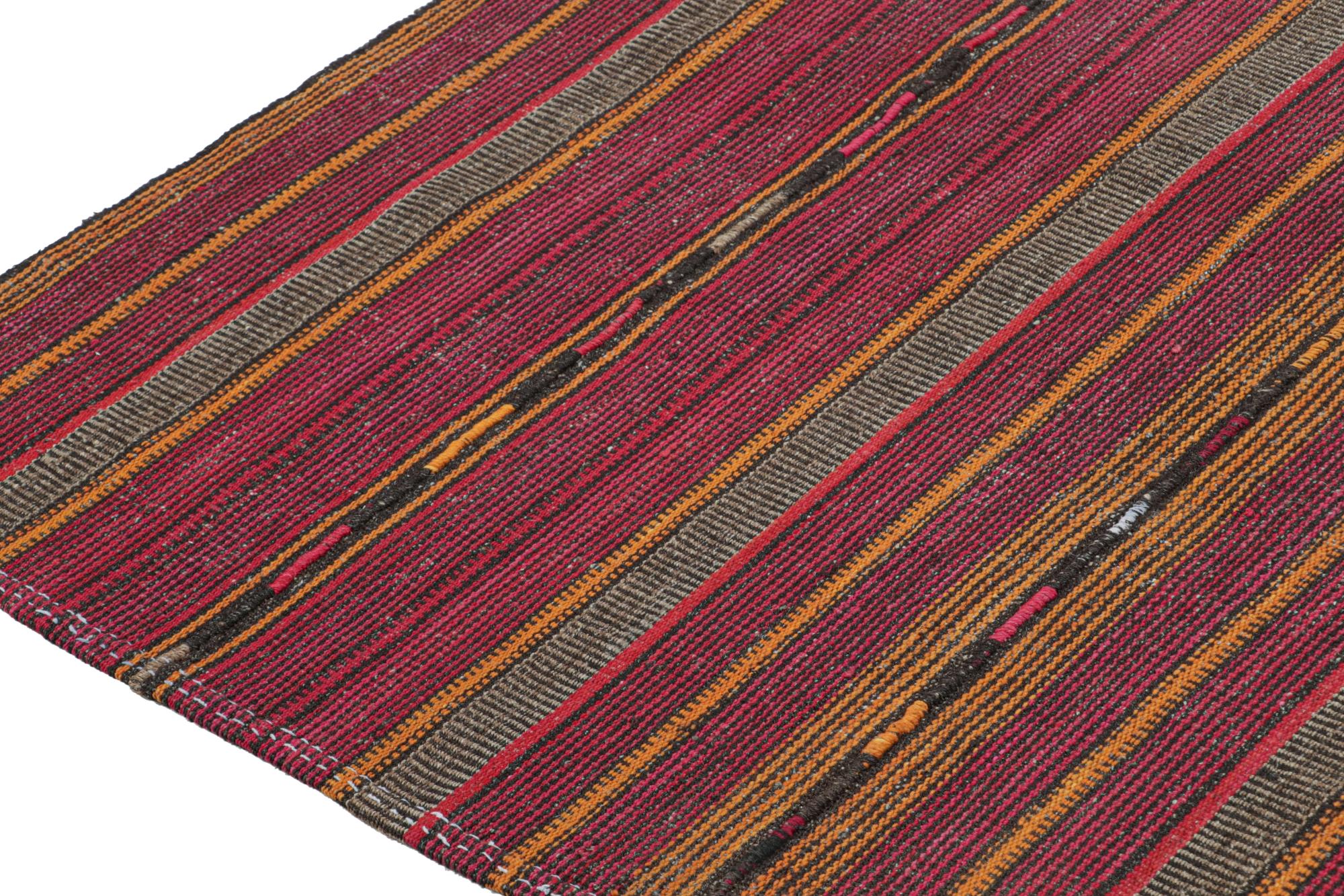Tribal Vintage Palas Persian Kilim in Pink and Ochre Stripes For Sale