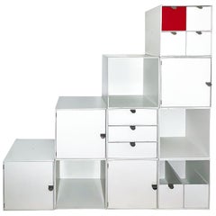 Retro Palaset Palanox Modular Storage Box Set of 10, White, Red, Finland, 1972