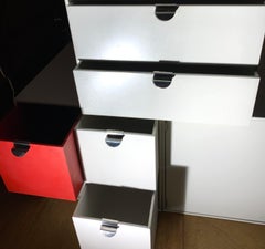 Vintage Palaset Palanox Modular Storage Box Set of 3, White, Red, Finland, 1972