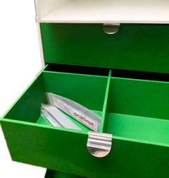 Vintage Palaset Palanox Caja de almacenaje modular Juego de 4, Verde Blanco, Finlandia, 1972