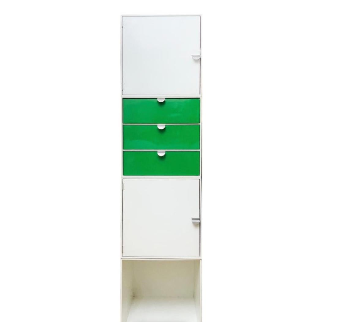 Finnish Vintage Palaset Palanox Modular Storage Box Set of 4, Green White, Finland, 1972 For Sale