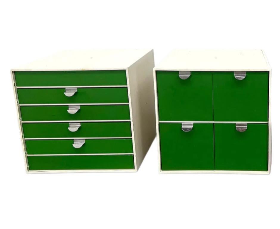 20th Century Vintage Palaset Palanox Modular Storage Box Set of 7, Green White, Finland, 1972 For Sale