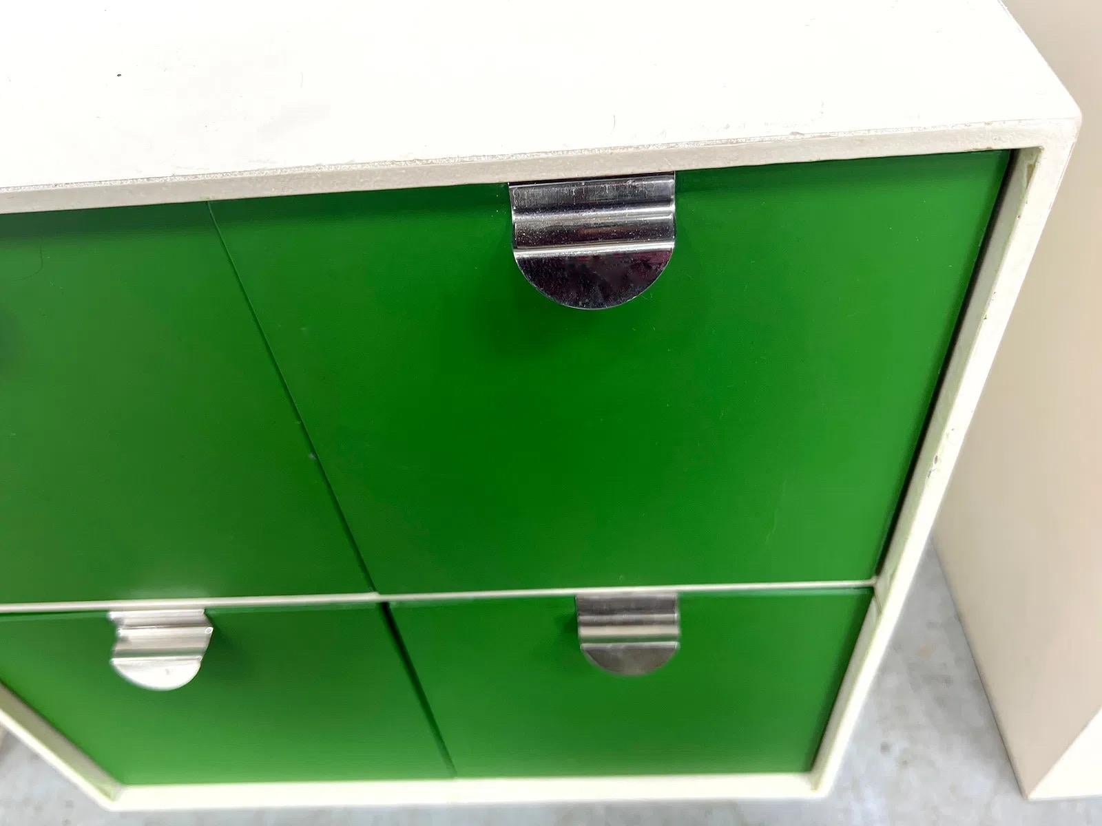 Vintage Palaset Palanox Modular Storage Box Set of 7, Green White, Finland, 1972 For Sale 1