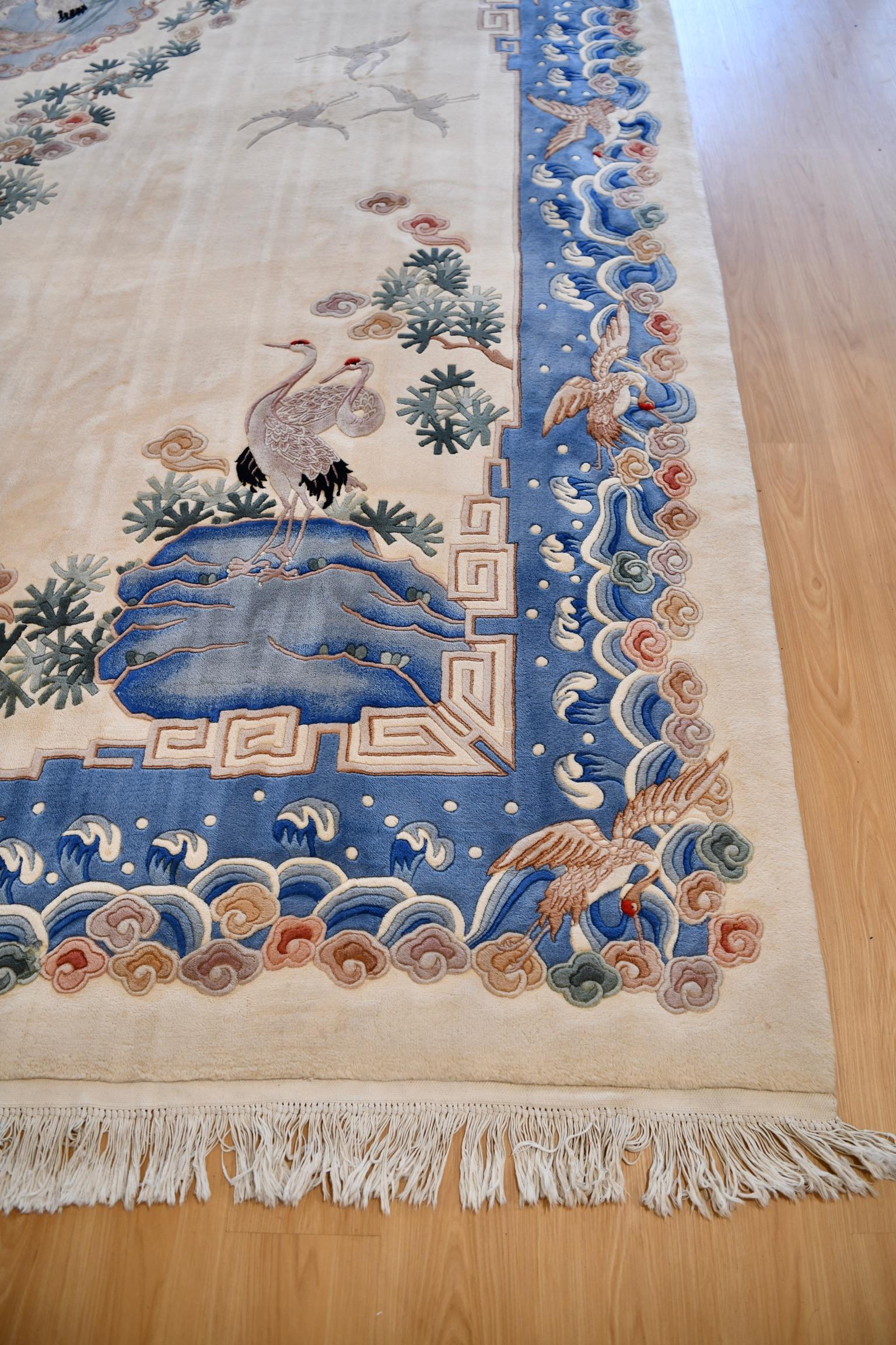 Wool Vintage Palatial Chinese Rug For Sale