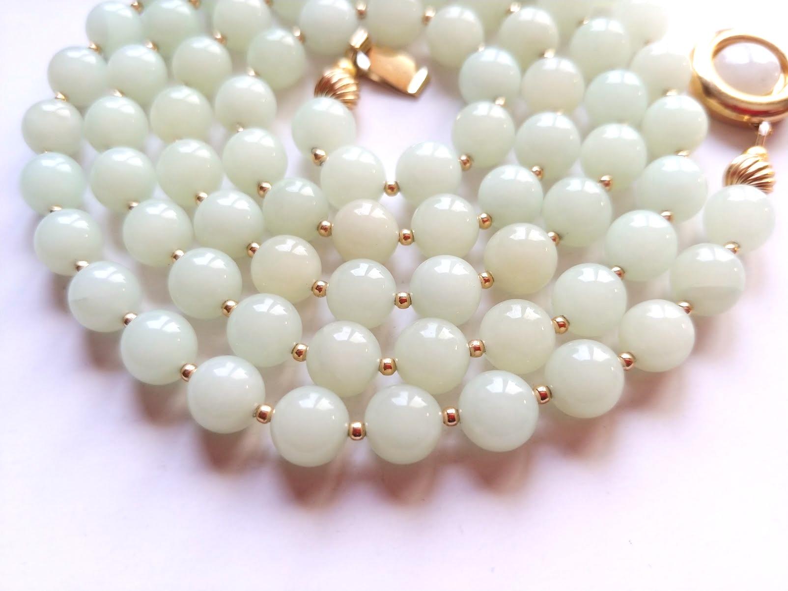 Art Deco Vintage Pale Celadon Jade Necklace