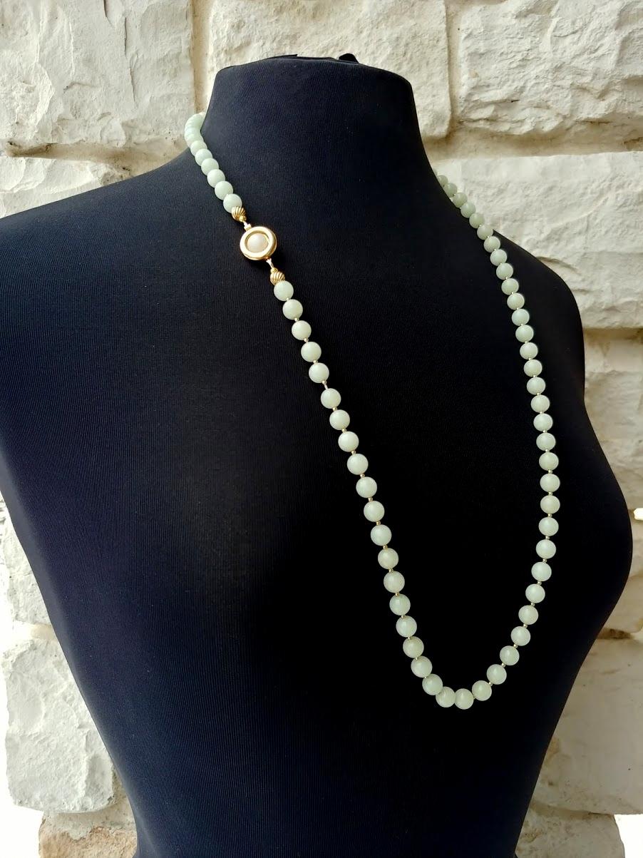 Bead Vintage Pale Celadon Jade Necklace