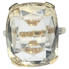 Vintage Pale Citrine and 9 Carat Gold Cocktail Ring