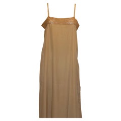 Vintage Pale Coffee Colour Silk Slip with Beautiful Lace detail