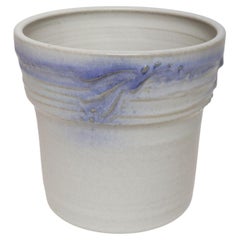 Vintage Pale Gray and Lilac Incised Studio Ceramic Planter by Deanna Nichols