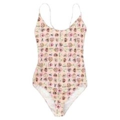 Vintage pale pink Coco love heart print swimsuit