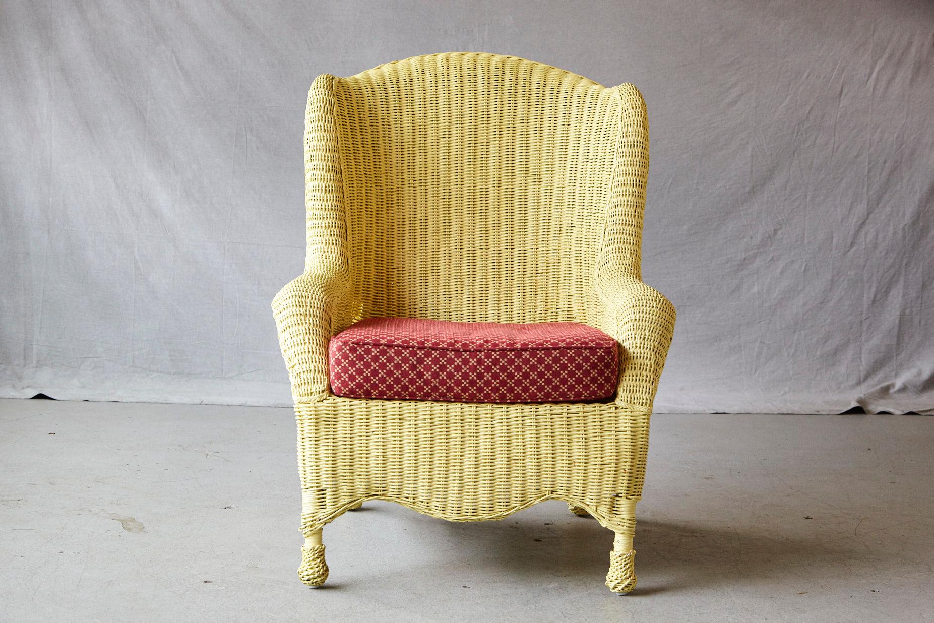yellow wicker chair