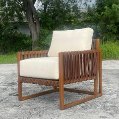 Vintage Palecek “Commodore” Leather Strap Lounge Chair