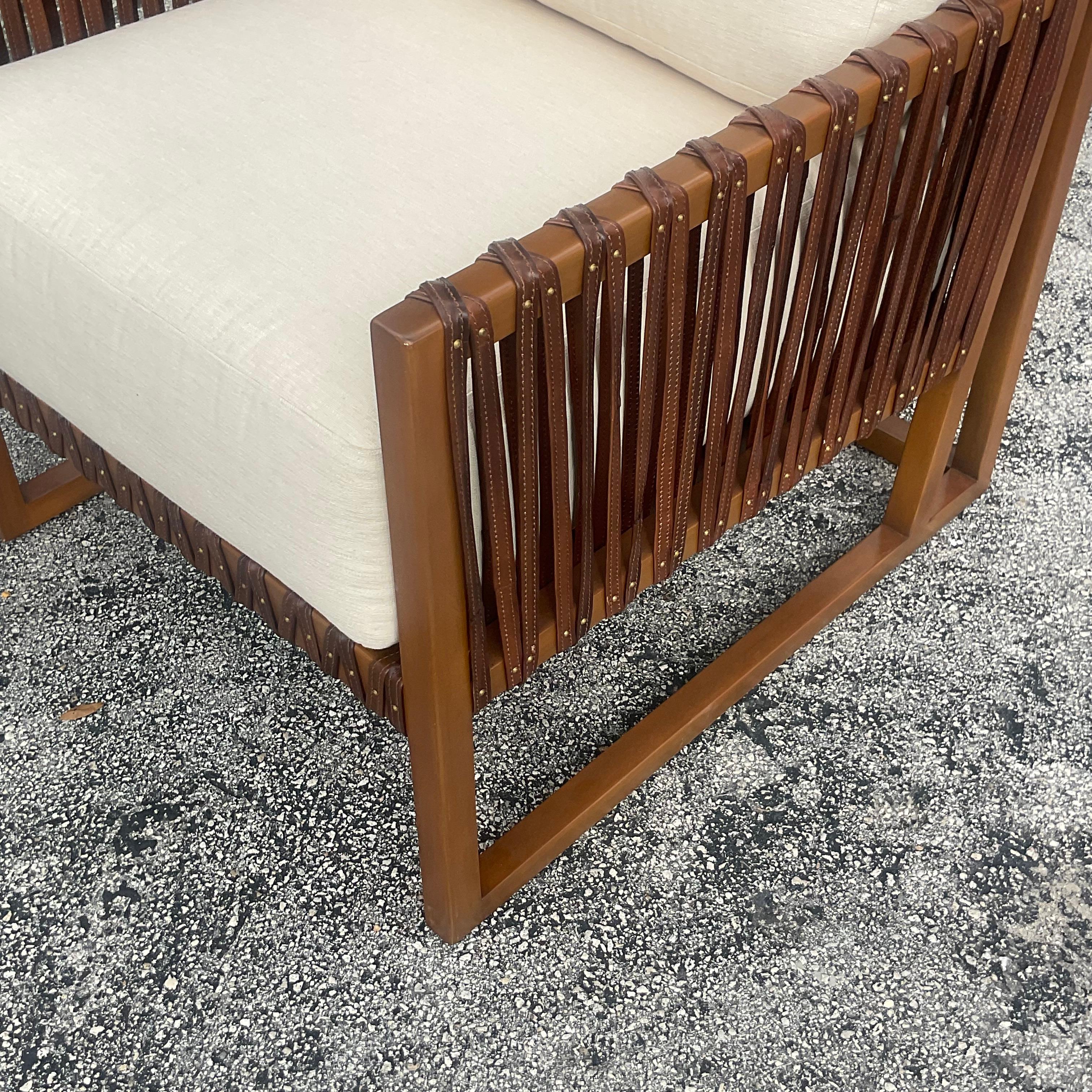 20th Century Vintage Palecek “Commodore” Leather Strap Lounge Chair