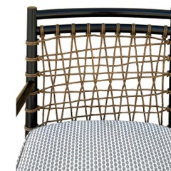 Vintage Palecek Pratt Hardwood Armed Side Chair w/ Natural Jute