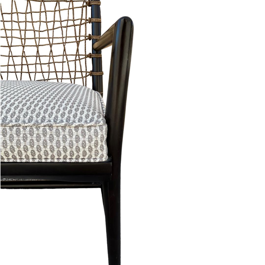 Contemporary Vintage Palecek Pratt Hardwood Armed Side Chair w/ Natural Jute For Sale