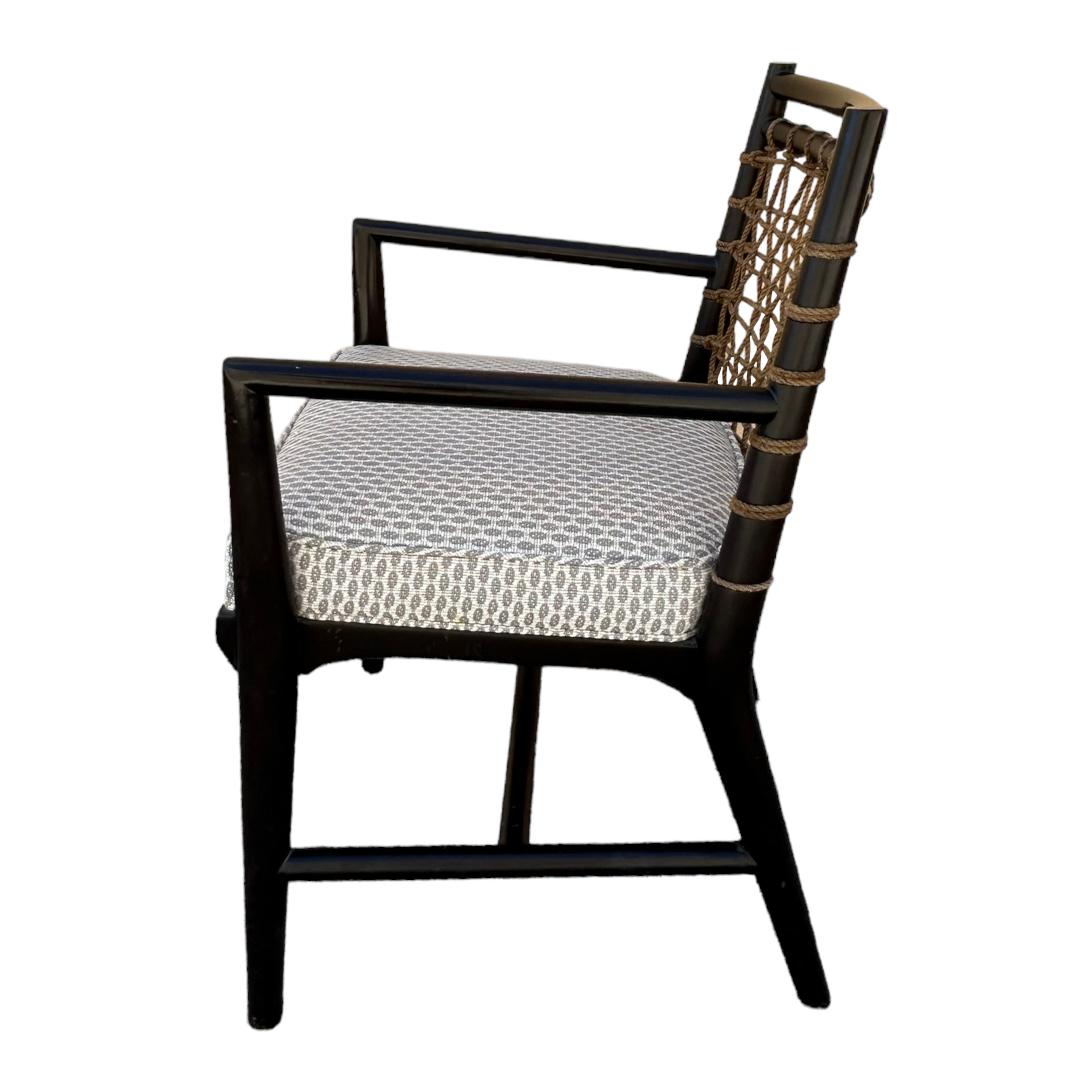 Vintage Palecek Pratt Hardwood Armed Side Chair w/ Natural Jute In Good Condition For Sale In Naples, FL