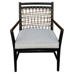Vintage Palecek Pratt Hardwood Armed Side Chair w/ Natural Jute