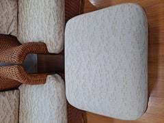 Vintage Palecek Woven Wicker 3-piece Patio Chairs & Ottoman Set