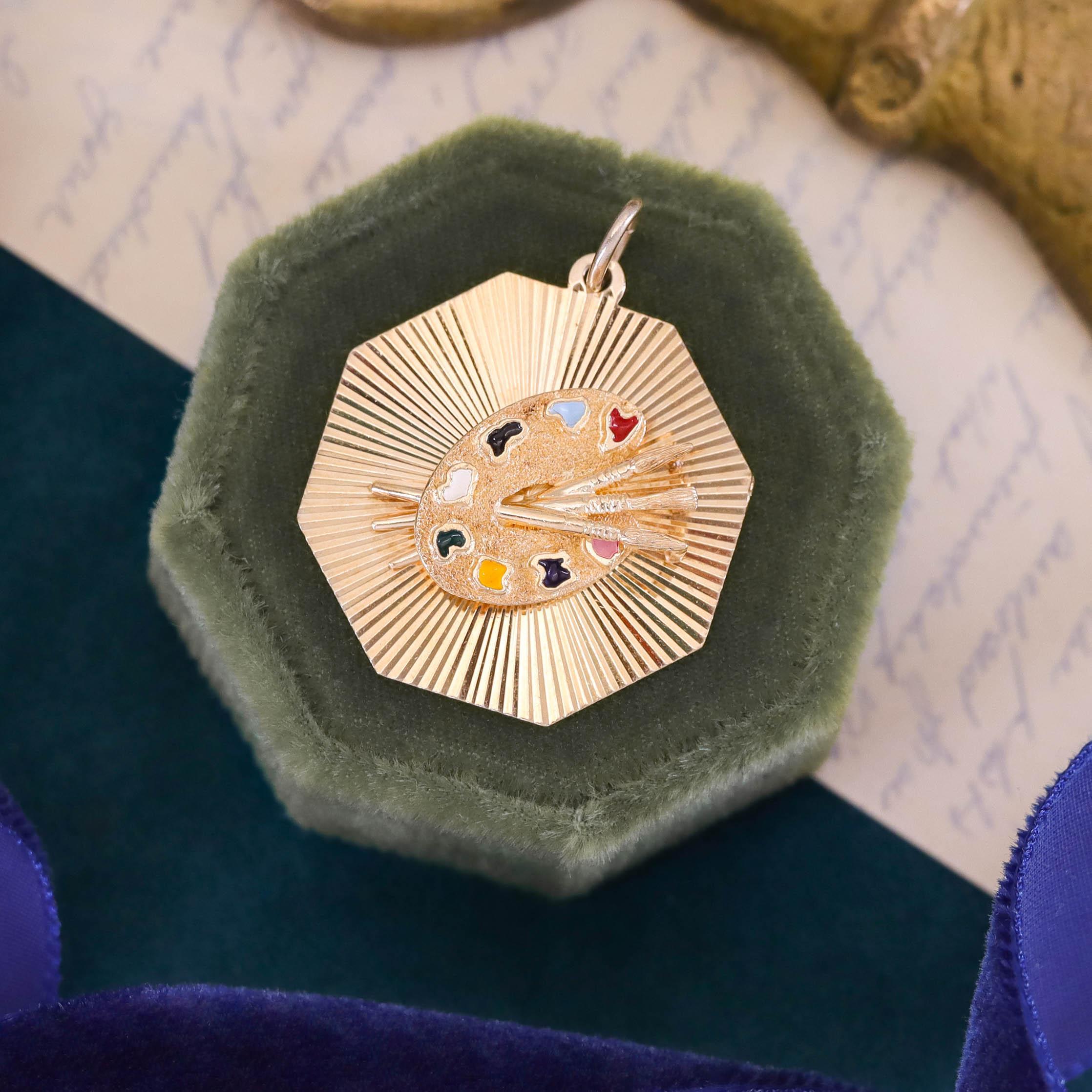 Ciondolo Palette d'epoca in oro 14k di Dankner in vendita 1