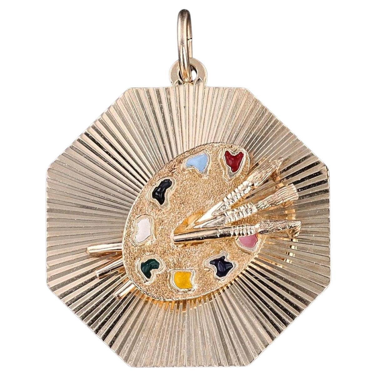 Vintage Palette Pendant of 14k Gold by Dankner