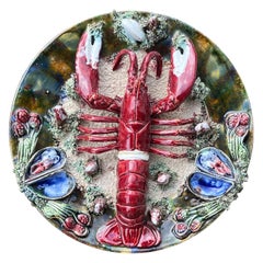 Vintage Palissy Majolica Lobster Plate 12.25”