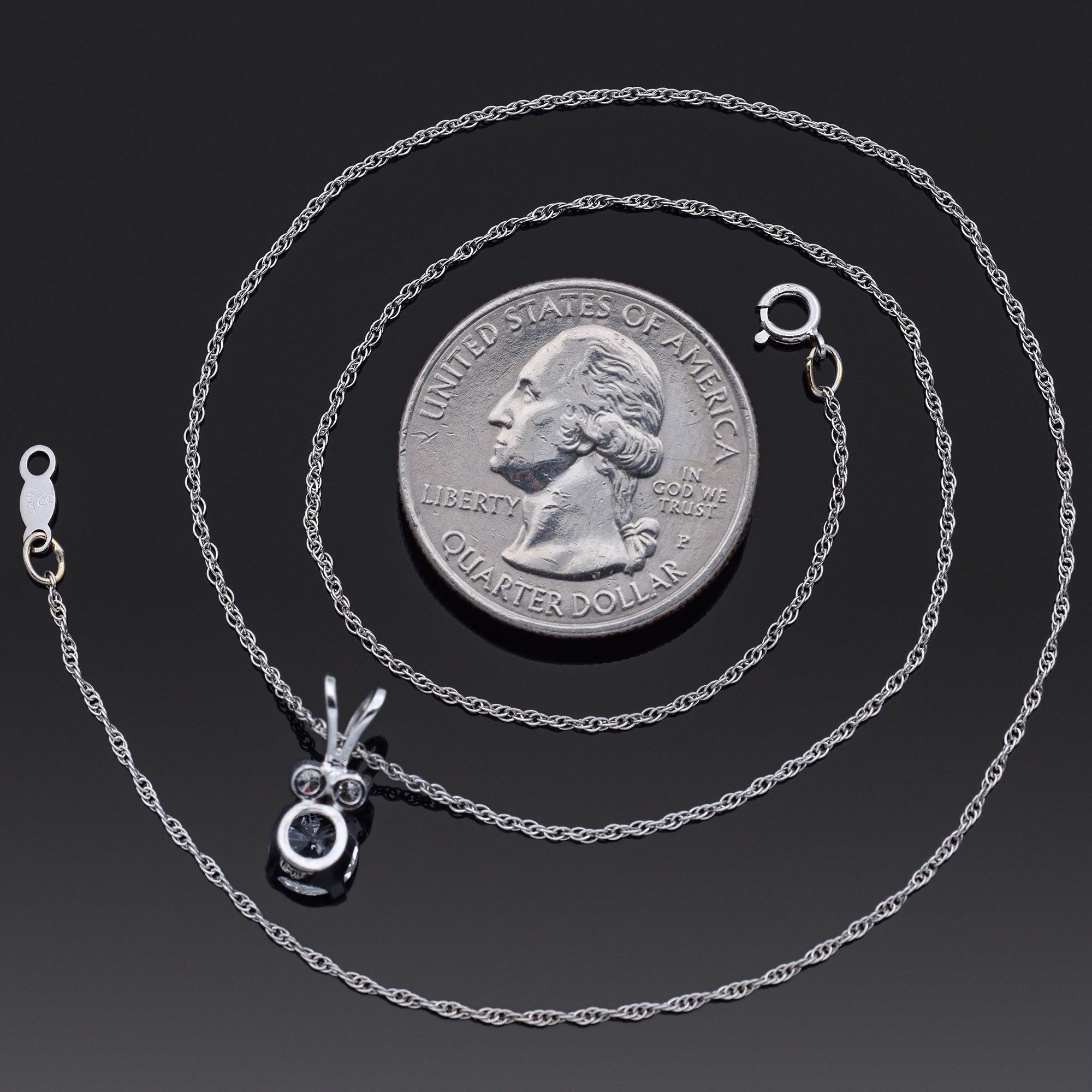 Vintage Palladium 0.93 TCW Diamond Pendant with White Gold Necklace In Good Condition For Sale In New York, NY