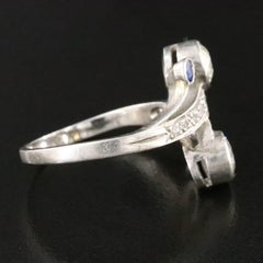 Vintage Palladium 1.13 CTW Diamond and Sapphire Ring