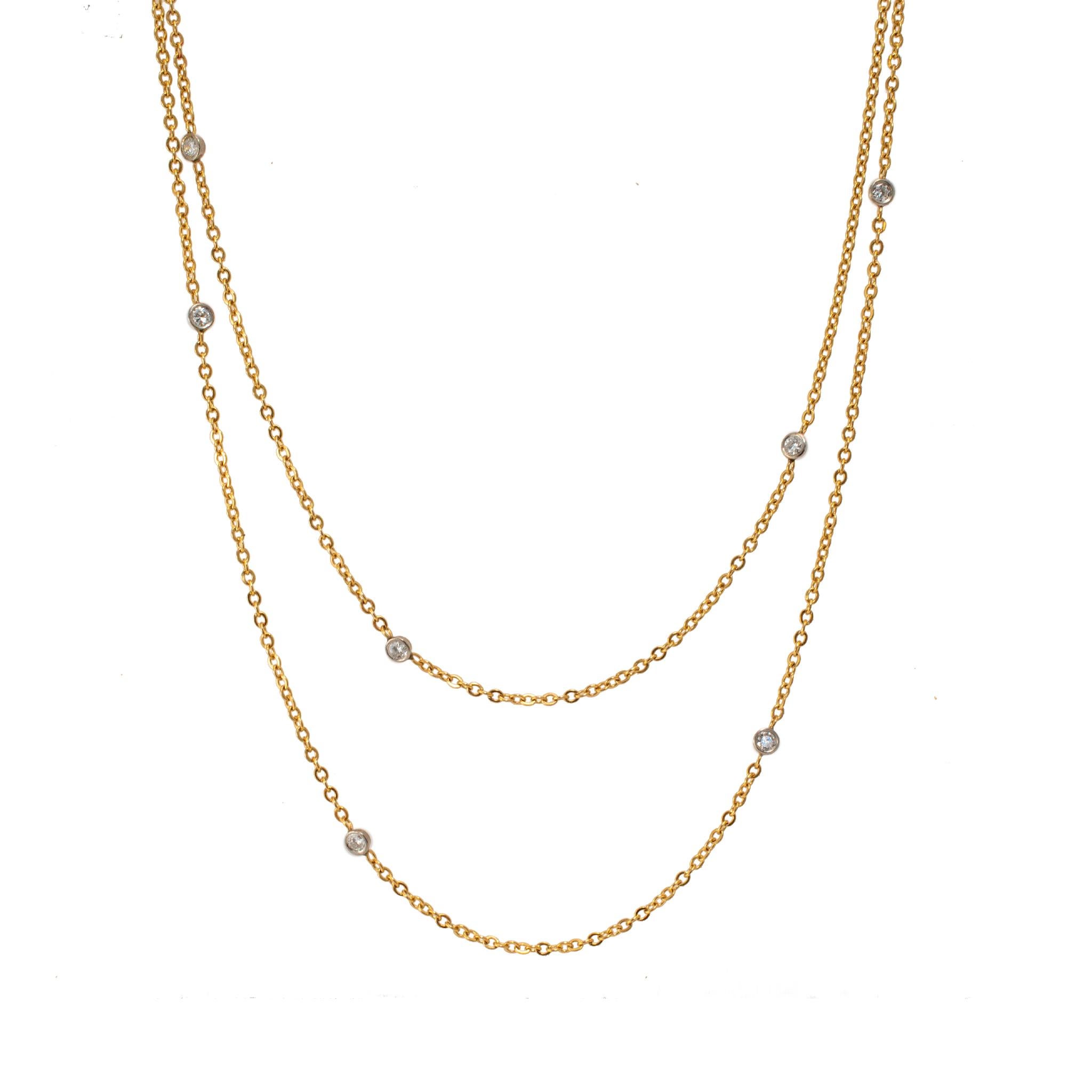 Taglio rotondo Vintage By Palladium 14K Yellow Gold Diamond by the Yard Collana a catena Opera in vendita