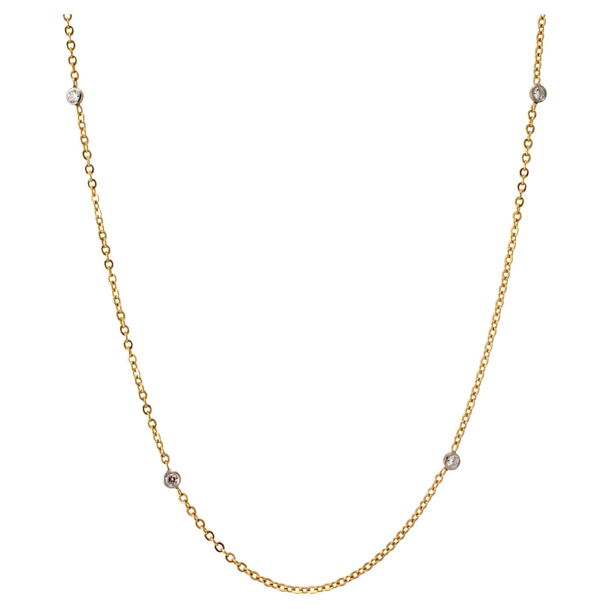 Vintage By Palladium 14K Yellow Gold Diamond by the Yard Collana a catena Opera in vendita
