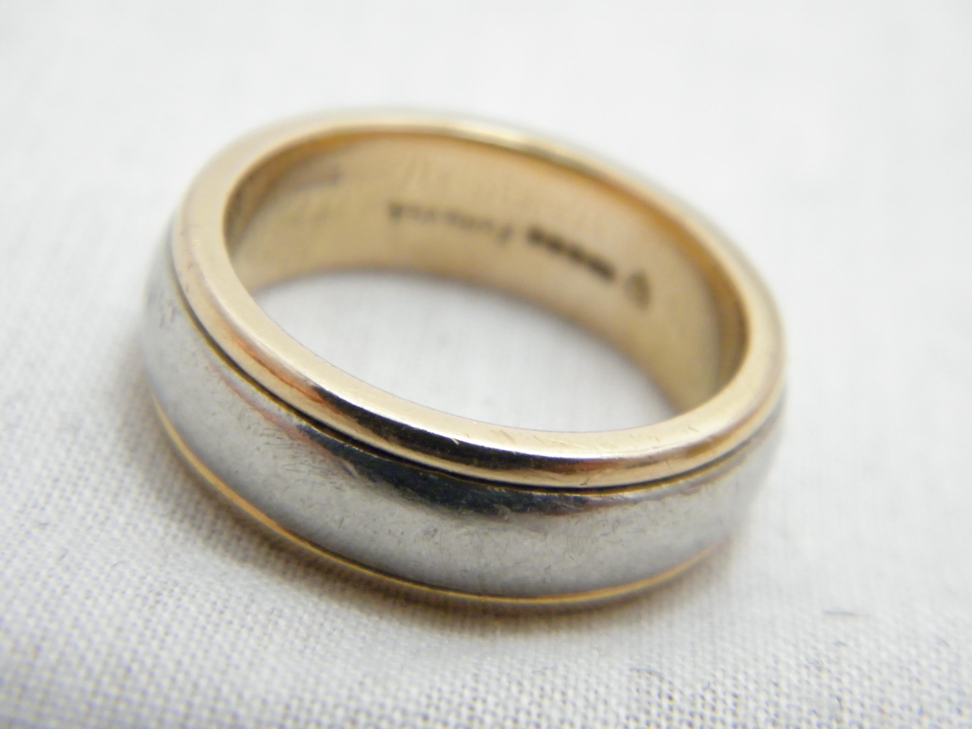 Vintage Palladium 18ct Gold Ehering Größe Q 8,25 950 750 Reinheitsring (Zeitgenössisch) im Angebot