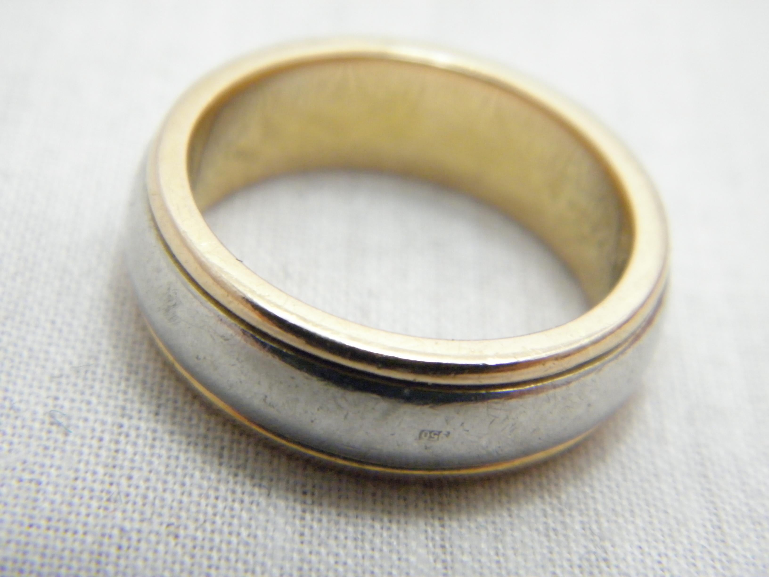Vintage Palladium 18ct Gold Ehering Größe Q 8,25 950 750 Reinheitsring im Angebot 3